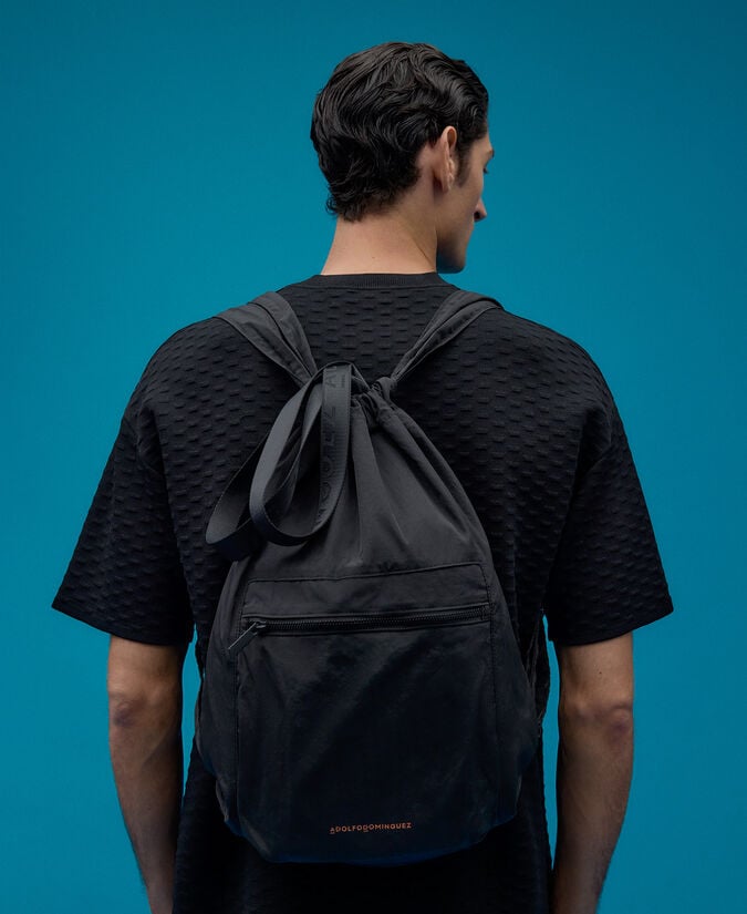 Adolfo dominguez Shopper nailon negro hombre Grandes ahorros