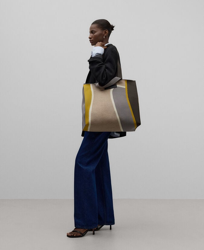 Adolfo dominguez Maxi shopper en punto estampado mujer Rebajas de fin de temporada