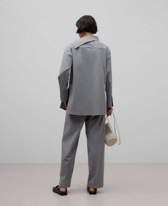 Adolfo dominguez Camisa cuello asimétrico gris mujer Outlet online