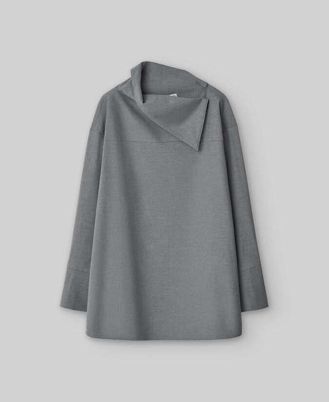 Adolfo dominguez Camisa cuello asimétrico gris mujer Outlet online