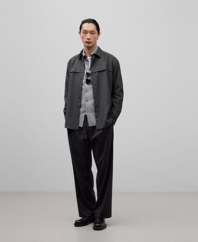 Adolfo dominguez Camisa franela gris melange hombre