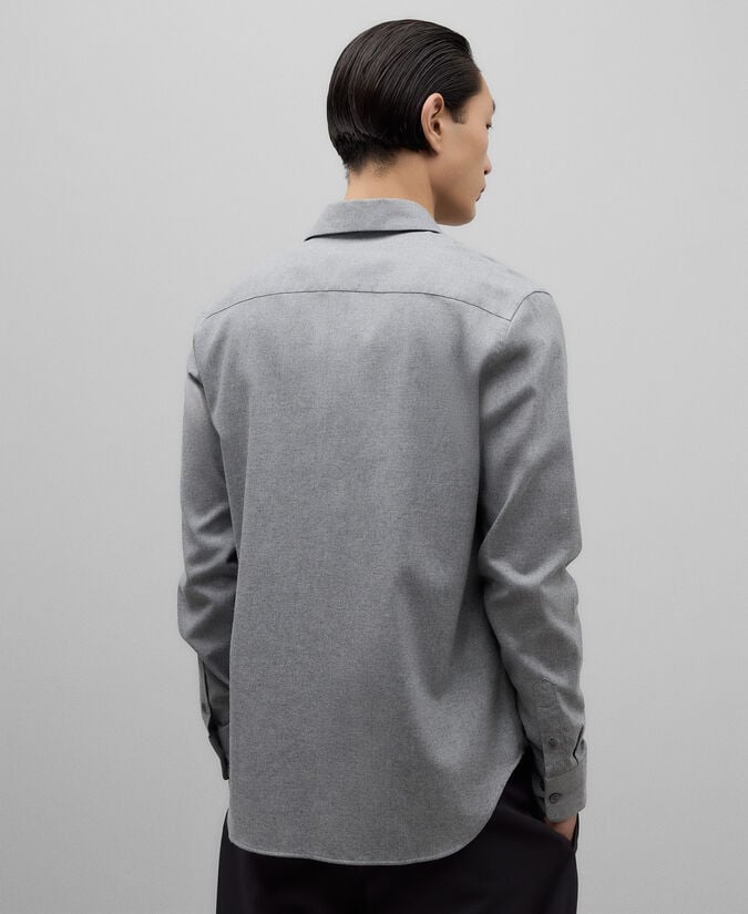 Adolfo dominguez Camisa franela gris melange hombre Liquidación