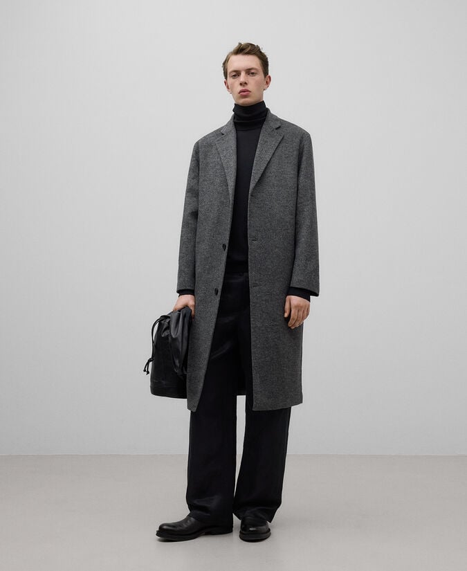 Adolfo dominguez Abrigo mezcla lana merino gris hombre Rebajas online