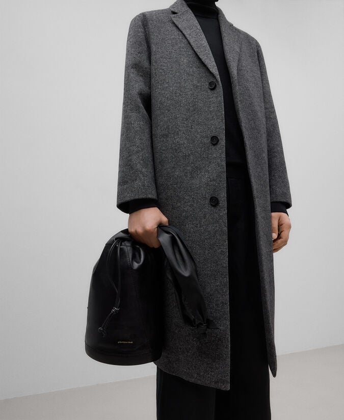 Adolfo dominguez Abrigo mezcla lana merino gris hombre Rebajas online