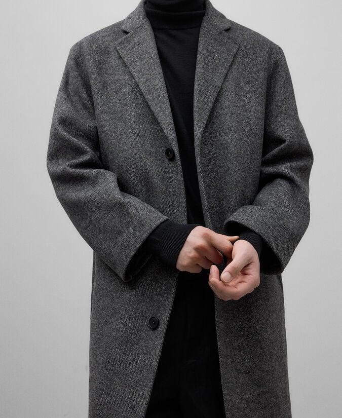 Adolfo dominguez Abrigo mezcla lana merino gris hombre Rebajas online
