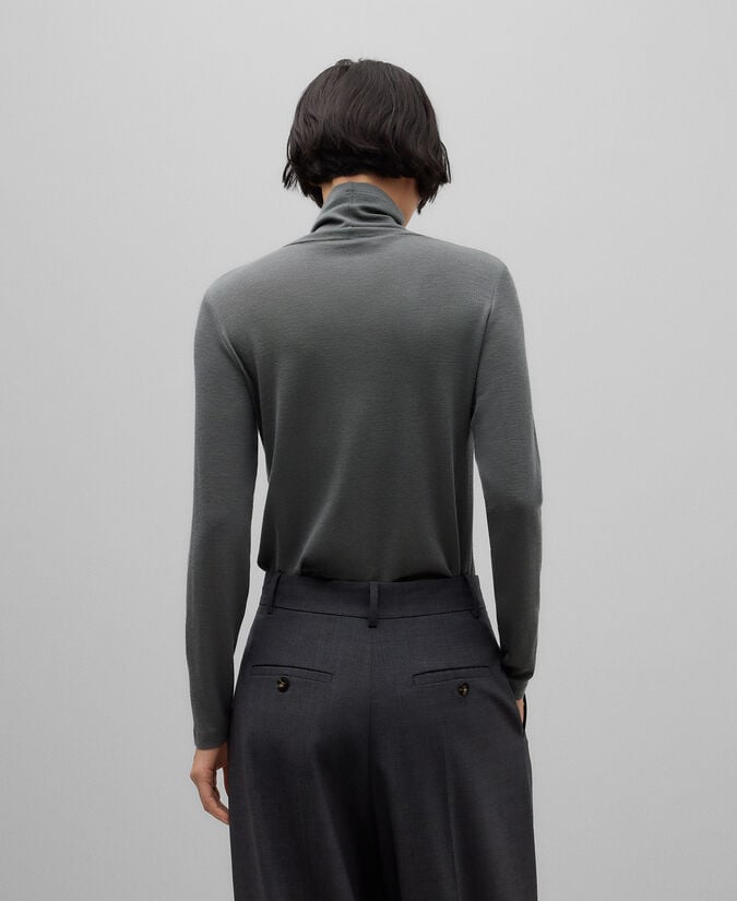 Adolfo dominguez Camiseta cuello alto lana merino mujer Liquidación