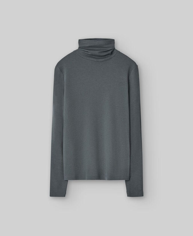 Adolfo dominguez Camiseta cuello alto lana merino mujer Liquidación