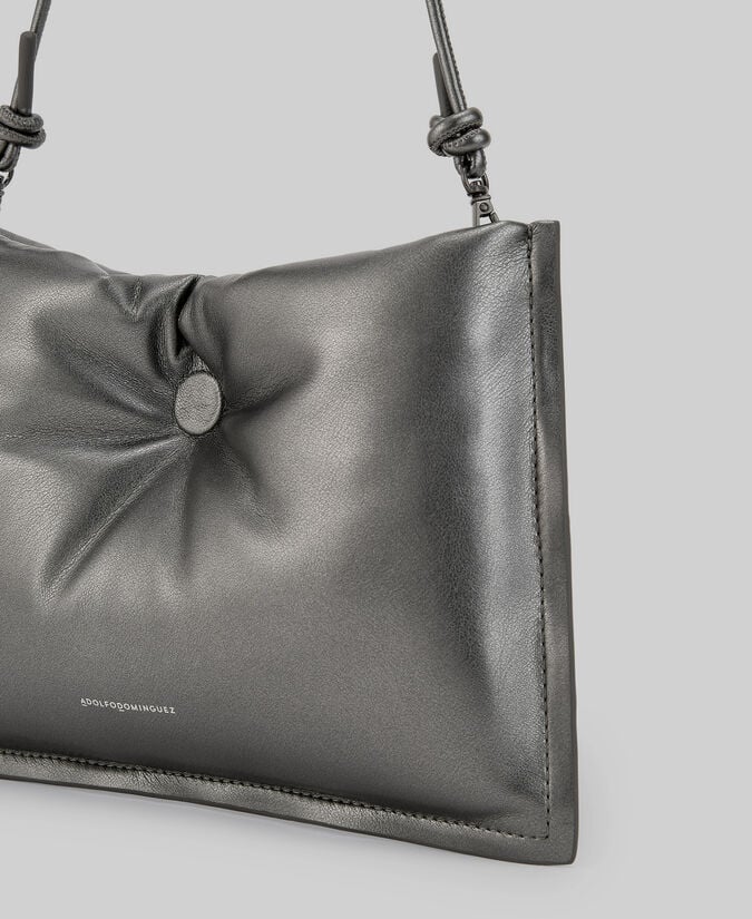 Adolfo dominguez Clutch acolchado plata negra mujer Envío gratis
