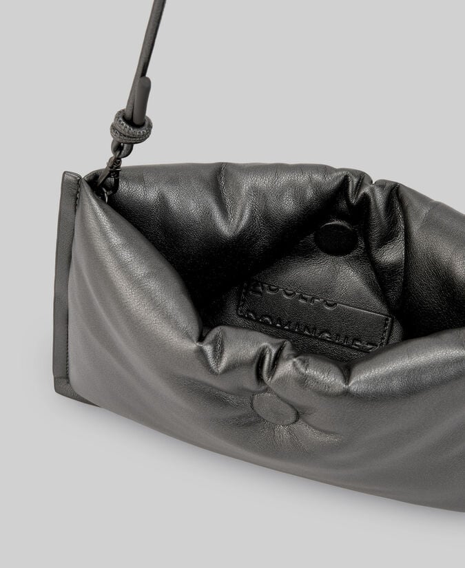 Adolfo dominguez Clutch acolchado plata negra mujer Envío gratis