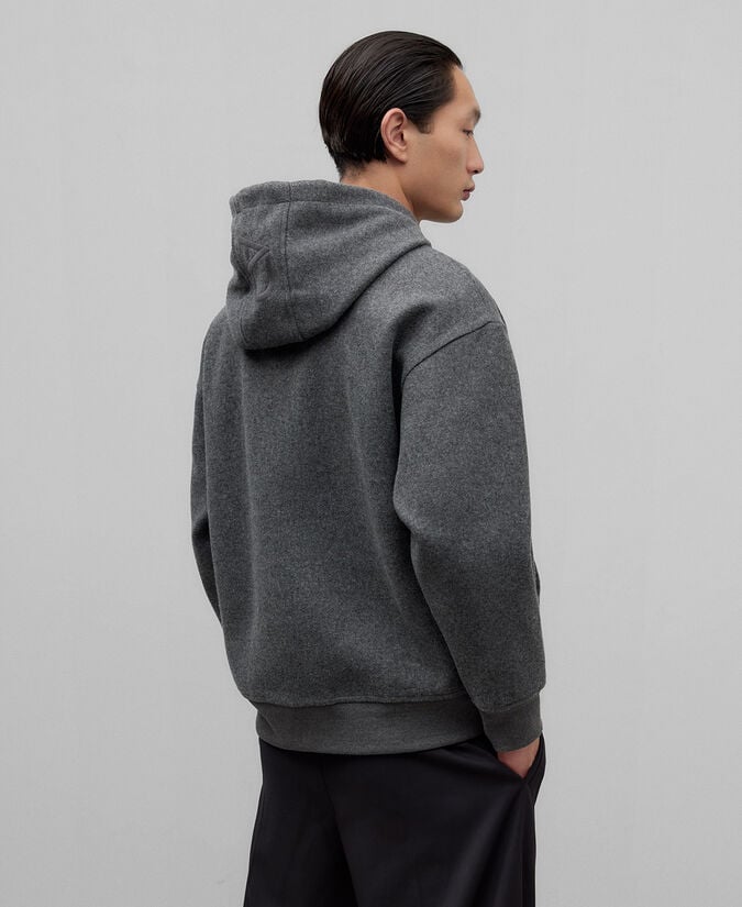 Adolfo dominguez Sudadera con capucha gris melange hombre Outlet