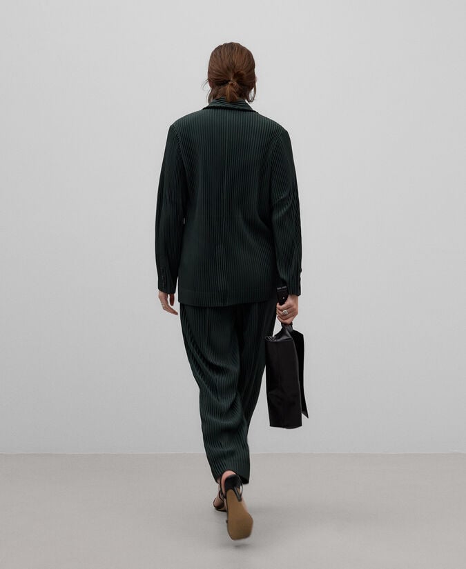 Adolfo dominguez Pantalón crinkle verde botella mujer Rebajas de fábrica
