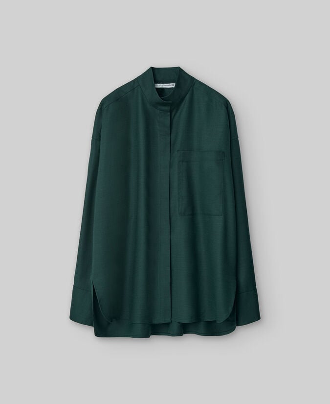 Adolfo dominguez Camisa cuello Mao verde oscuro mujer Los más vendidos