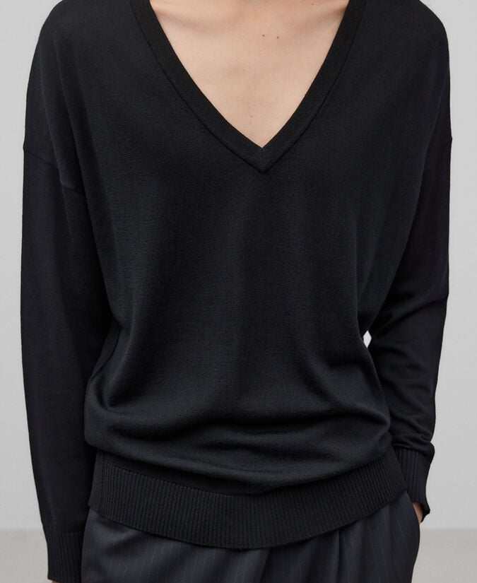 Adolfo dominguez Jersey cuello pico lana merino mujer Rebajas online
