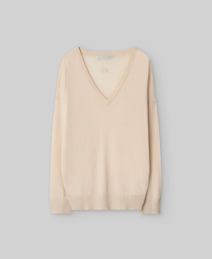 Adolfo dominguez Jersey cuello pico lana merino mujer Rebajas top