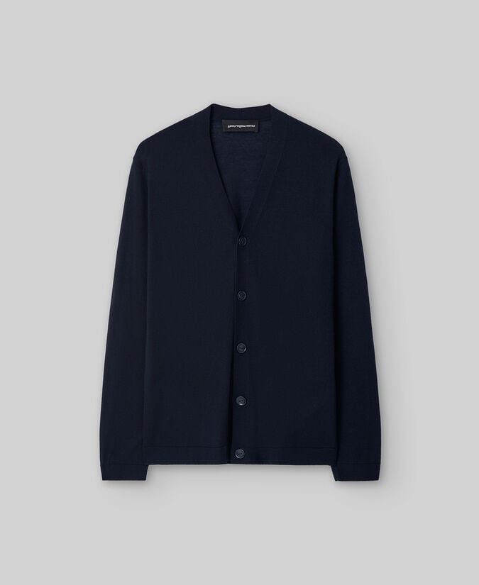Adolfo dominguez Cárdigan lana merino azul marino hombre Ofertas de temporada
