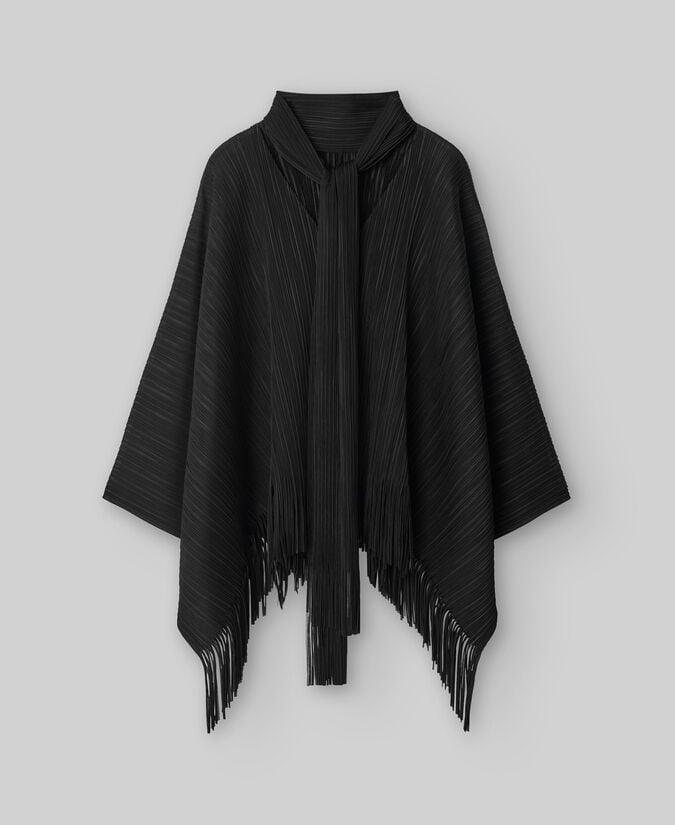 Adolfo dominguez Poncho tejido plisado flecos mujer Rebajas