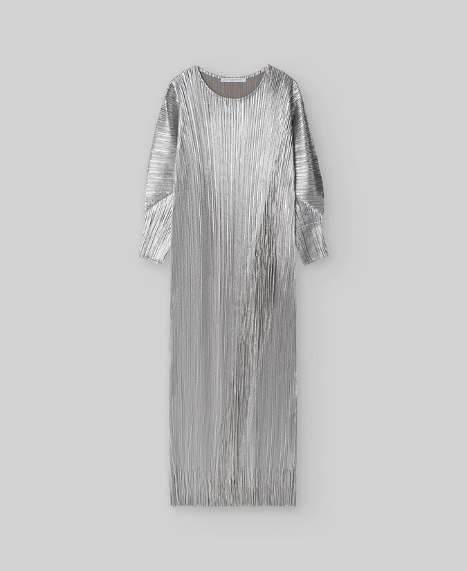 Adolfo dominguez Vestido crinkle plateado mujer Venta caliente