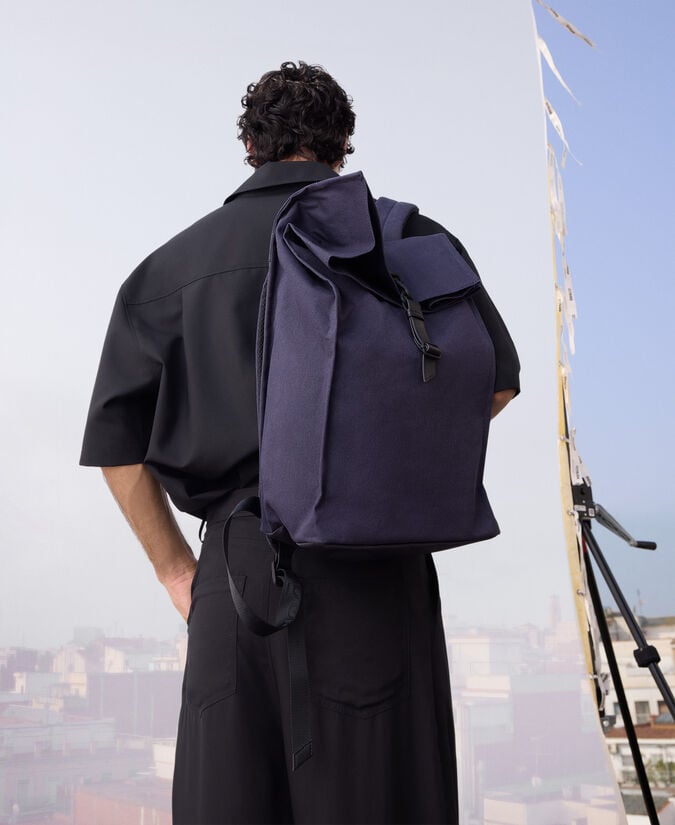 Adolfo dominguez Mochila rectangular azul marino hombre Descuento