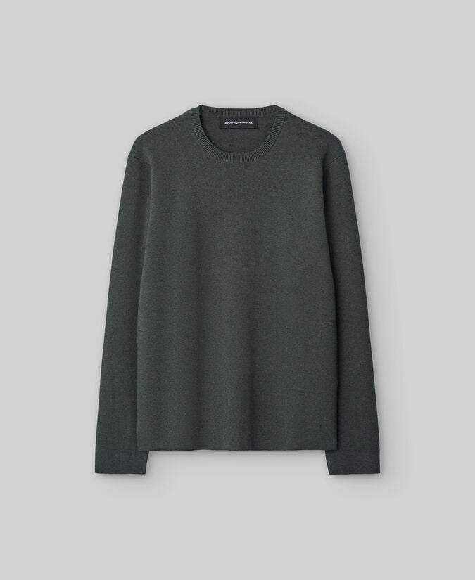 Adolfo dominguez Jersey algodón lana verde gris hombre Ofertas de temporada