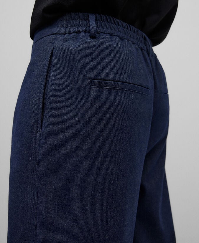 Adolfo dominguez Pantalón algodón azul marino hombre Ventas relámpago