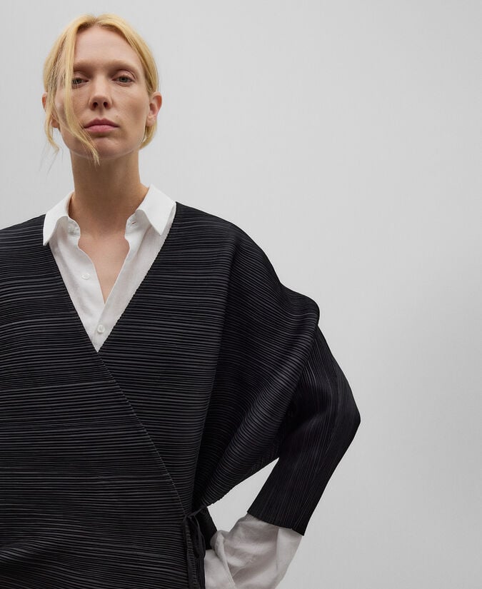 Adolfo dominguez Kimono crinkle negro mujer En oferta
