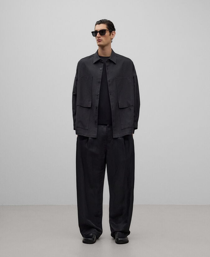 Adolfo dominguez Sobrecamisa negra bolsillos hombre Rebajas online