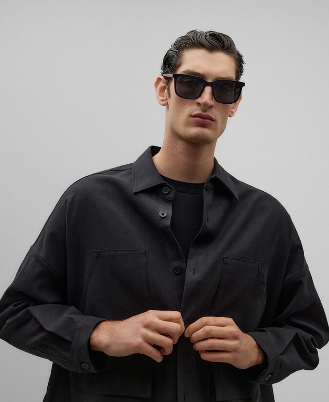 Adolfo dominguez Sobrecamisa negra bolsillos hombre Rebajas online
