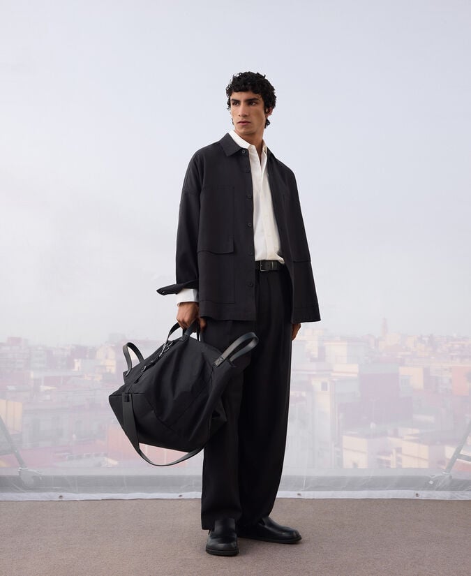 Adolfo dominguez Maxi bolso de viaje negro hombre Oferta especial