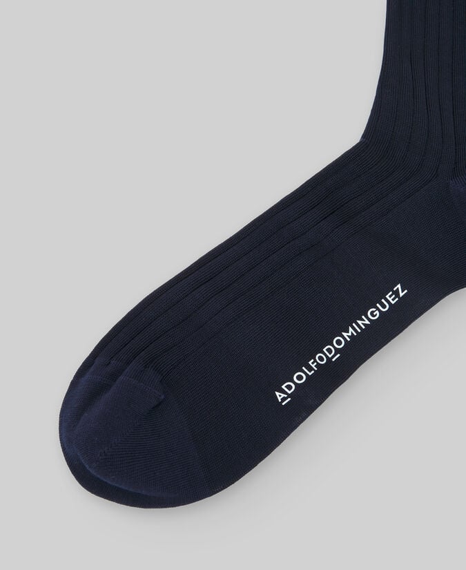Adolfo dominguez Calcetines canalé azul marino hombre Oferta especial de fábrica
