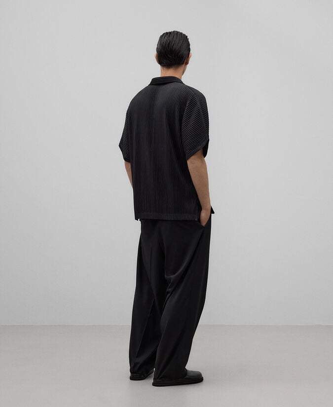 Adolfo dominguez Polo crinkle negro hombre Ofertas de temporada