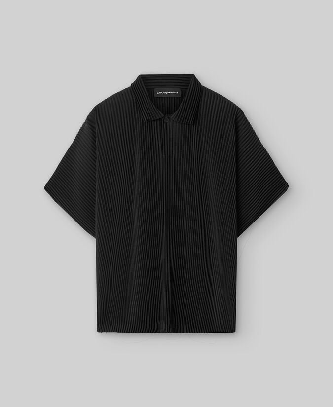 Adolfo dominguez Polo crinkle negro hombre Ofertas de temporada