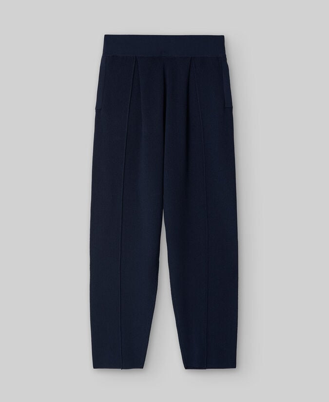 Adolfo dominguez Pantalón pinzas punto azul marino mujer Outlet