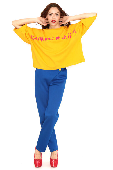 ﻿Agatha ruiz de la prada CAMISETA OVERSIZE AMARILLA ARP ROJO Superdescuento