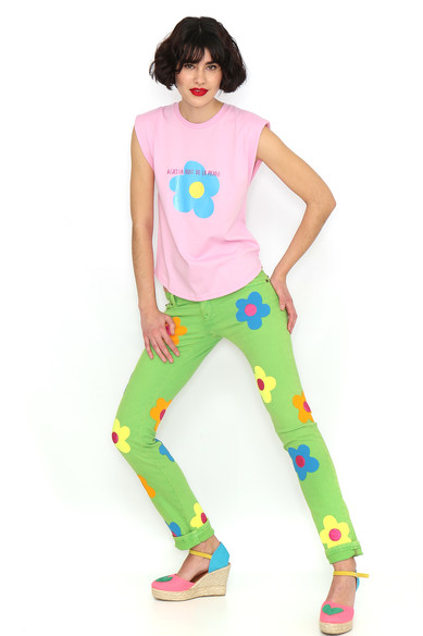 Agatha ruiz de la prada CAMISETA ROSA HOMBRERAS FLOR Tienda