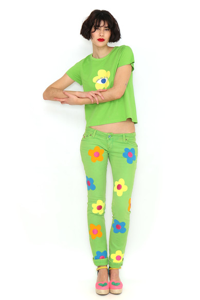 Agatha ruiz de la prada CAMISETA VERDE FLOR AMARILLO Ofertas especiales