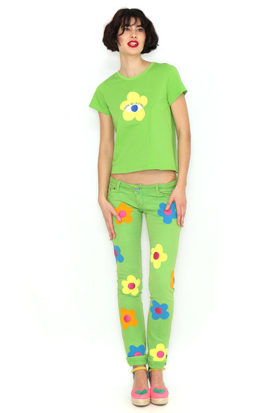 Agatha ruiz de la prada CAMISETA VERDE FLOR AMARILLO Ofertas especiales