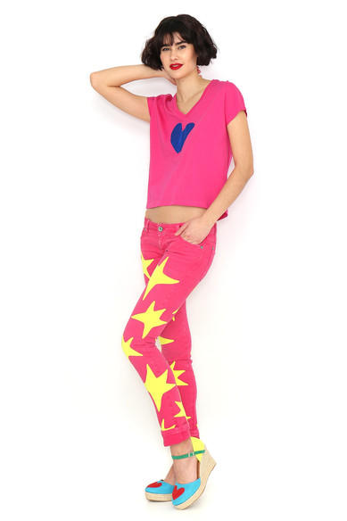 Agatha ruiz de la prada CAMISETA CORAZON FUCSIA Rebajas de fin de temporada
