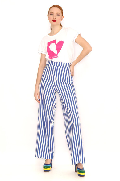 Agatha ruiz de la prada PANTALON ANCHO RAYAS AZULES Rebajas de fábrica