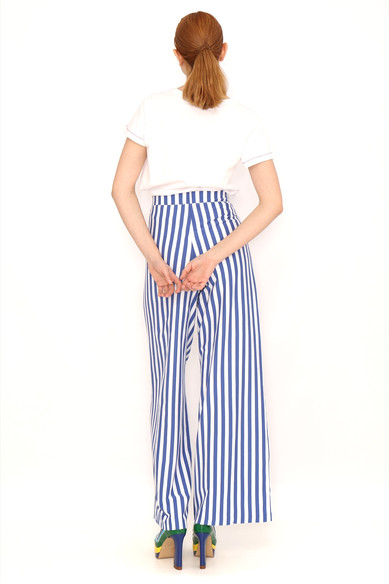 Agatha ruiz de la prada PANTALON ANCHO RAYAS AZULES Rebajas de fábrica