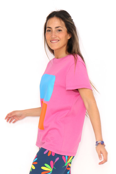 Agatha ruiz de la prada CAMISETA 2 CUADROS NARANJA Y AZUL Rebajas top