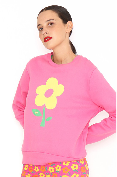 Agatha ruiz de la prada SUDADERA ROSA FLOR AMARILLA Precios de Black Friday