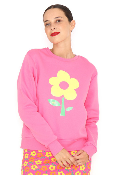 Agatha ruiz de la prada SUDADERA ROSA FLOR AMARILLA Precios de Black Friday
