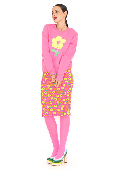 Agatha ruiz de la prada SUDADERA ROSA FLOR AMARILLA Precios de Black Friday