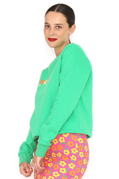 Agatha ruiz de la prada SUDADERA VERDE FLORES En oferta