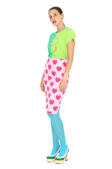 Agatha ruiz de la prada FALDA LAPIZ ROSA BESOS Tienda