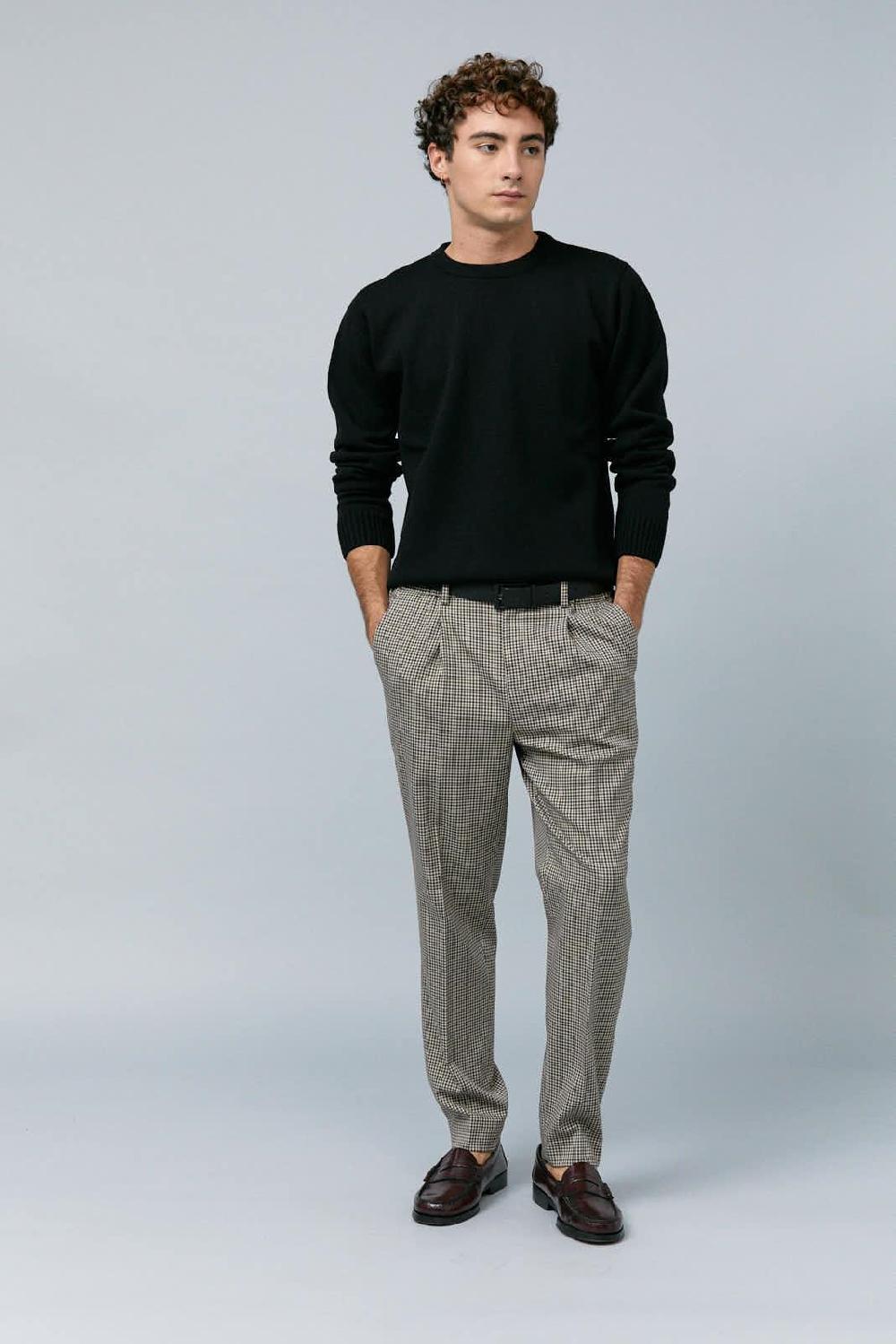 Antonio miro PANTALÓN PATA DE GALLO MARRÓN/BEIGE Oferta especial