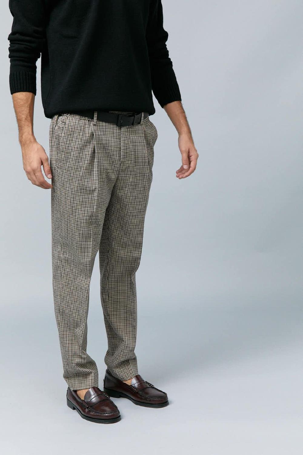 Antonio miro PANTALÓN PATA DE GALLO MARRÓN/BEIGE Oferta especial