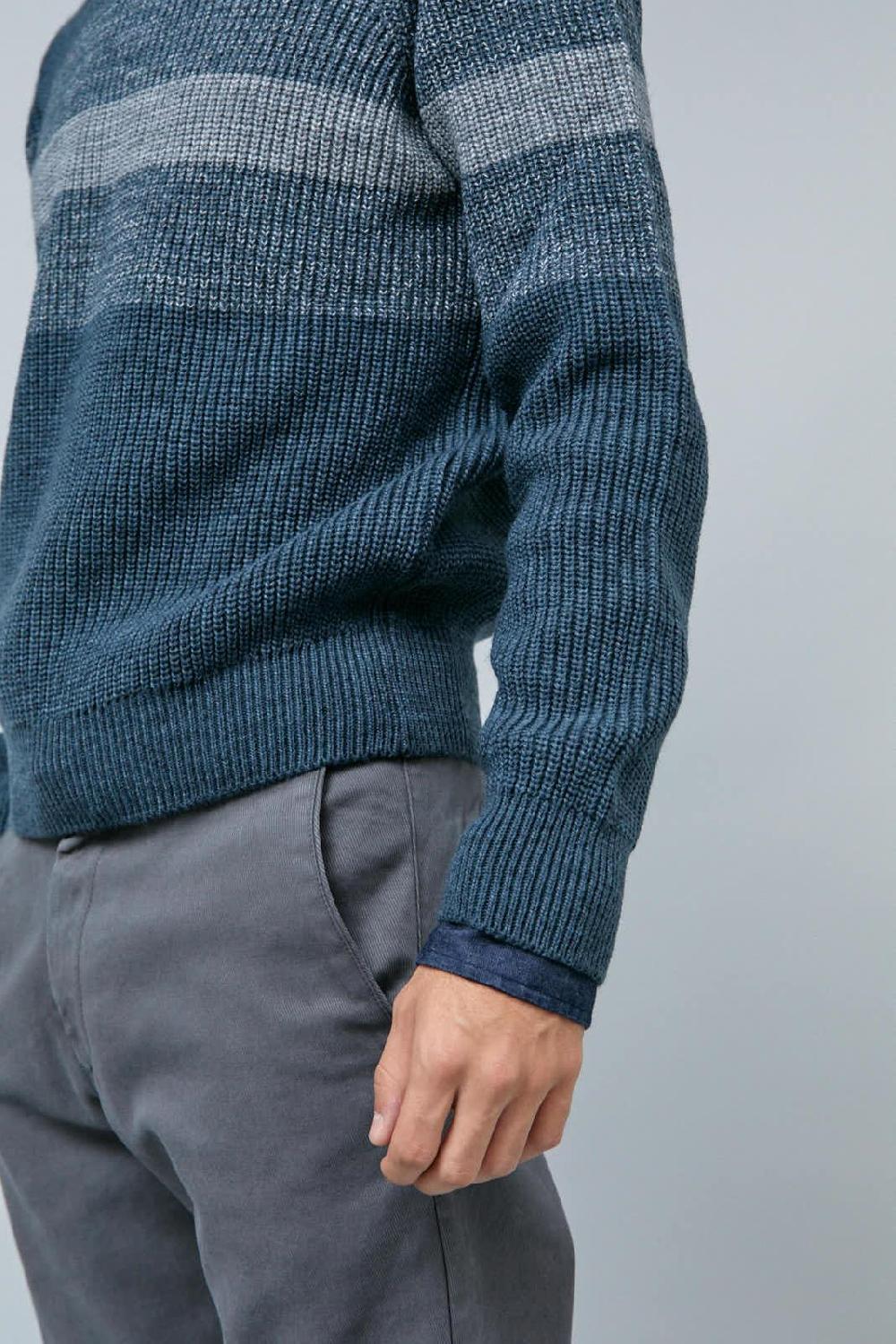 Antonio miro JERSEY CUELLO REDONDO RAYAS AZUL/GRIS Ofertas especiales