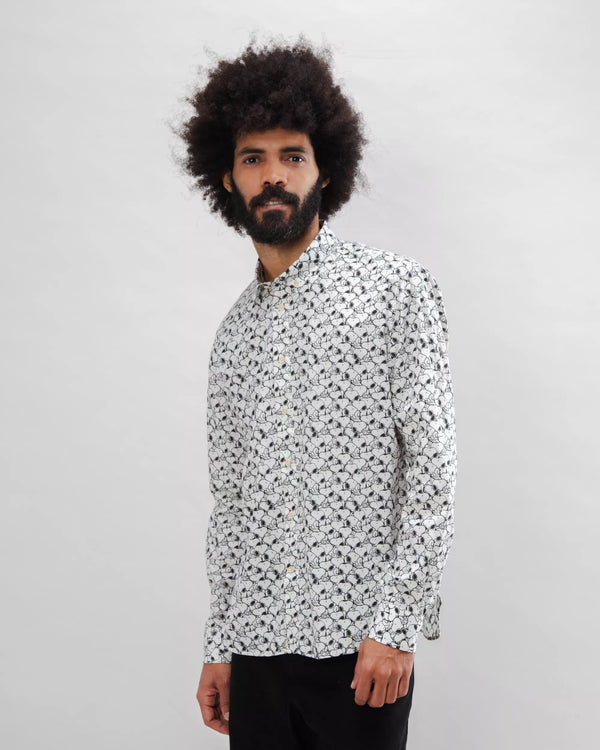 Brava fabrics Camisa Algodón Peanuts B&W Ecru Rebajas