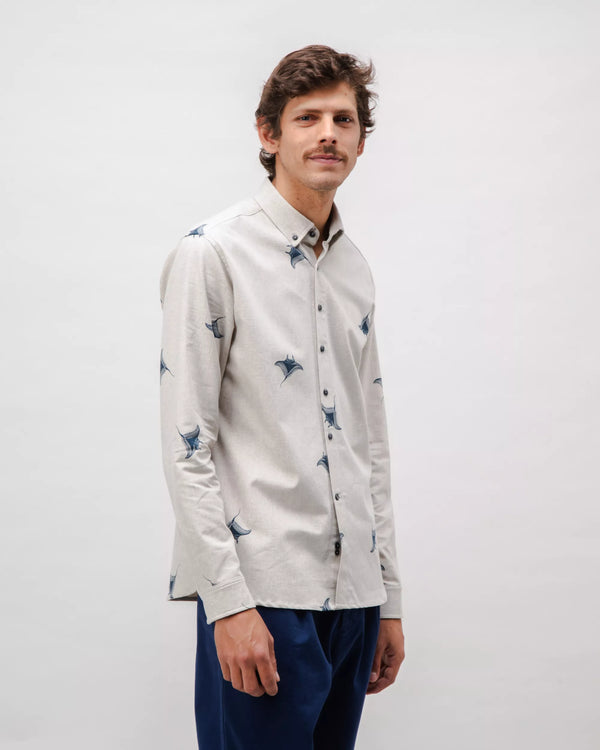 Brava fabrics Camisa Franela Manta Ray Gris Ofertas